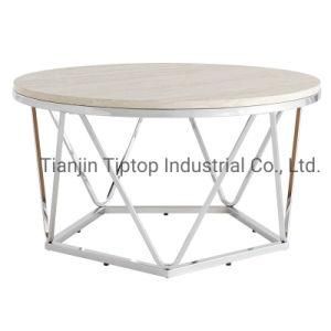 Polished Stainless Steel Jewel Coffee Table with Tempered Glass Top Modern Coffee Table