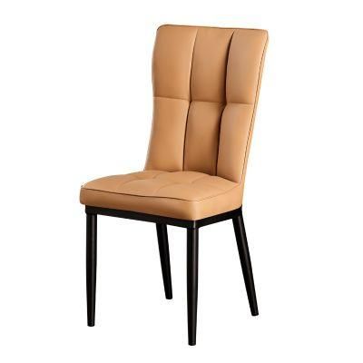 French Lounge Chair Cafe PU Leather Coffee Dining Chair Luxury Living Room Accent Chair with Metal Leg