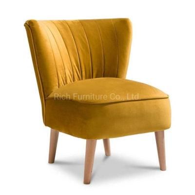 Mustard Yellow Velvet Accent Chair Plush Fabric Light Leg Furniture UK Living Room Dining Cushions
