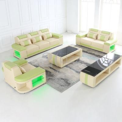 Contemporary Living Room Furniture Sofa Leather Design Sofa with LED Lights