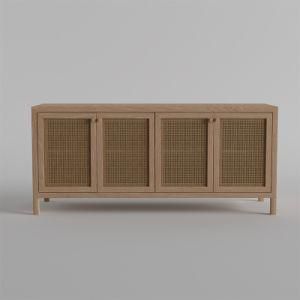 Simple Rattan Style TV Stand Wood TV Unit