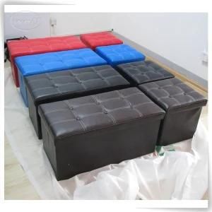Faux Leather Folding Shoe Storage Ottoman Cubes Bench