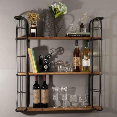 Iron Art Wall Shelves Home Decor Simple Storage Holders &amp; Racks Bar Restaurant Wall Shelf