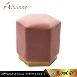 Golden Metal Base Hotel Room Stool Oval Shape Stool