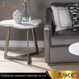 Modern Stone Marble Side Table Coffee Table with Metal Base