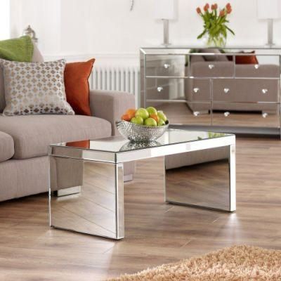 Crushed Diamond Factory Price Living Room Furniture Mirrored Coffee Table