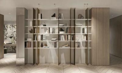 Modern Style Sliding Swing Door Closet Wardrobe with Book Shelf for Living Room