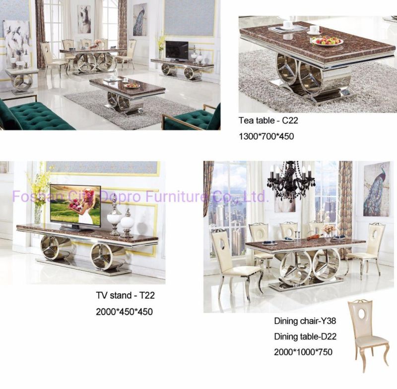 Stainless Steel Marble Top Antique Home Furniture End Table