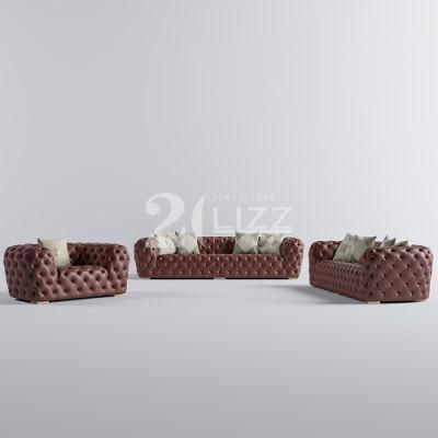 Fashionable Modern New Design Italian Home Hotel Furniture Red Color Living Room Leather Sofa