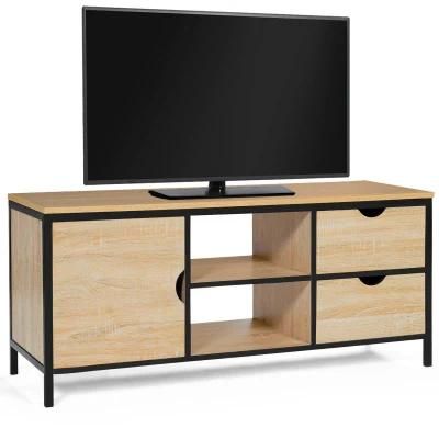 Industrial Style Simple Steel-Wood Combined TV Cabinet with Double Drawers 0384