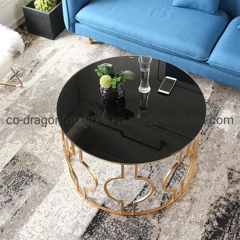 Hot Sale Wholesale Market Steel Coffee Table with Glass Top