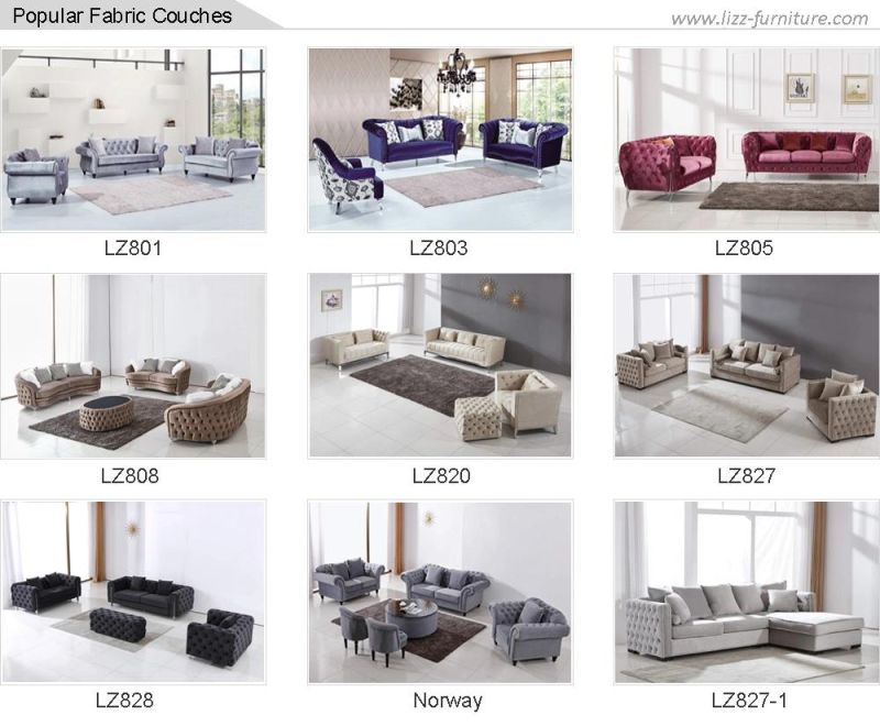 European Modern Royal Wooden Furniture Leisure Sectional Fabric Sofa