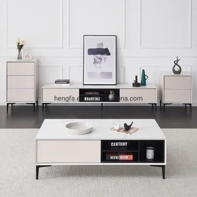 Modern Home Hotel Furniture Iron Legs Marble TV Stand