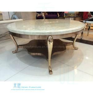Rose-Golden Metal Frame Round Marble Coffee Table (HW-722-3T)