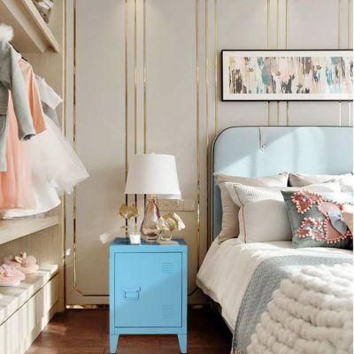 Blue Small Bedroom Furniture Steel Storage Cabinet Nightstand Supplier
