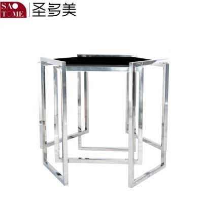 Modern Simple Stainless Steel Black Glass End Table
