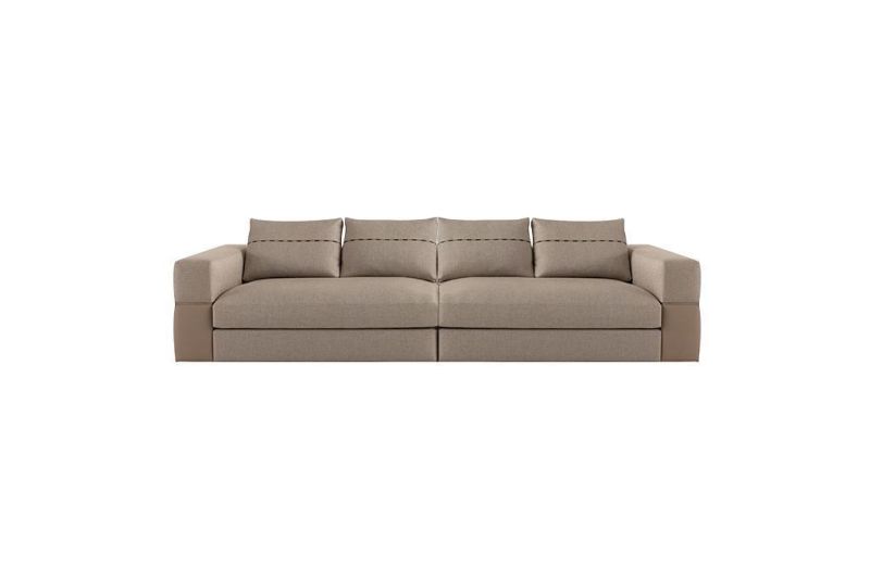 Italian Modern High Quality Stainless Steel Fabric PU Leather Fabric Living Room Sofa Ls01