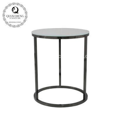 Silver Round Furniture End Side Table for Living Room