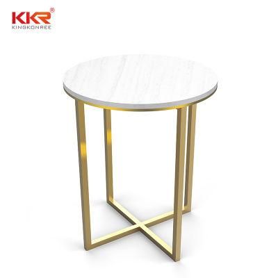 Artificial Stone Solid Surface Side Coffee Table with Stainless Steel Leg Frame (KKR-200218-6)