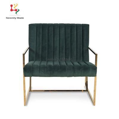 Luxury Stainless Steel Velvet Lounge Armchair