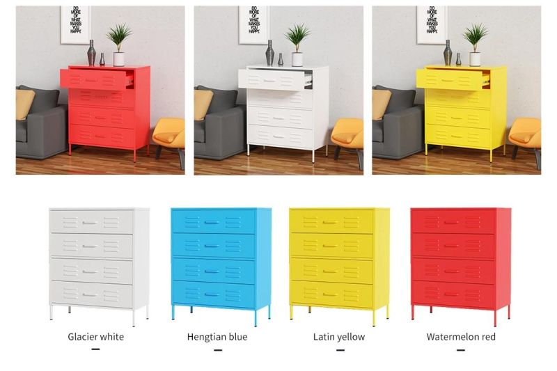 Pink 4 Drawer Living Room Furniture Steel Sideboard Metal Storage Cabinet Drawer with Foot