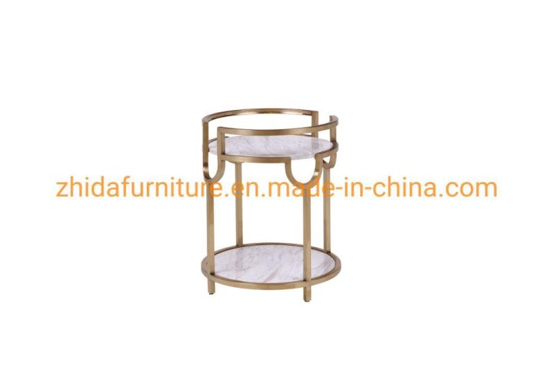 Chinese Contemporary Style Classic Marble Round Coffee Table Side Table