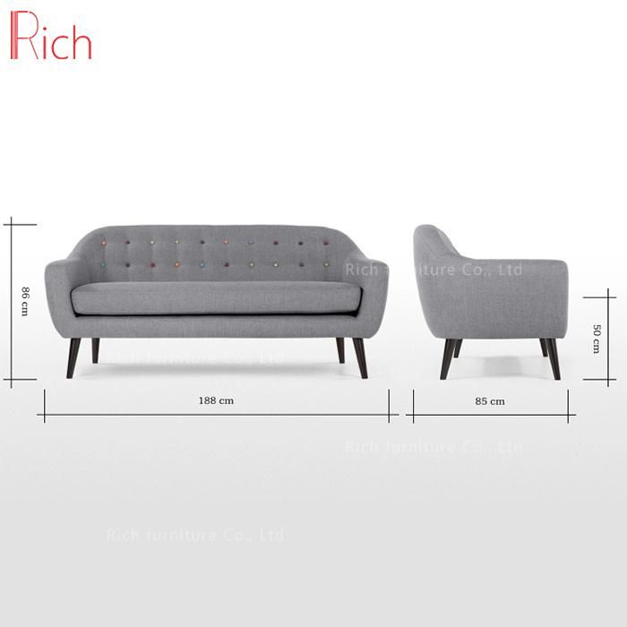 New Design Modern Furniture Grey Fabric Loveseat Sofa