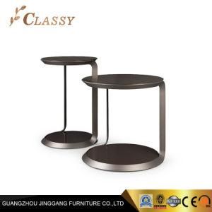 Hotel Bedroom Modern Stainless Metal Finish Glass Top Small Side Table