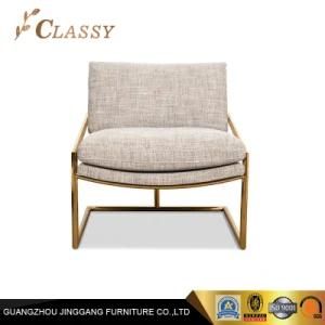 Modern Hotel Leisure Armchair with Metal Steel Frame and Flax Fabric