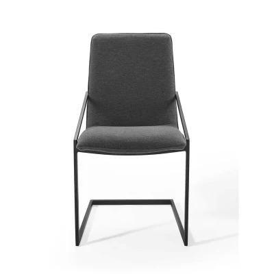 Uniquely Designed French Coffee Shop Solid Wood Cloth Chair with Inclined Armrests Suitable for Family Dining