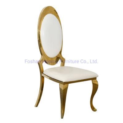 White High Back Chairs Gold Metal King and Queen Wedding Chairs for Banquet