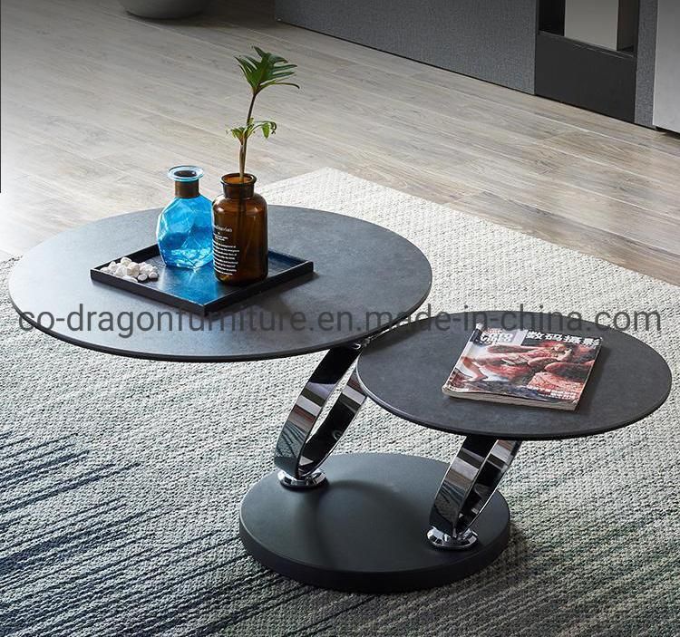 Modern Furniture Luxury Steel Tea Table Combination with Marble Top