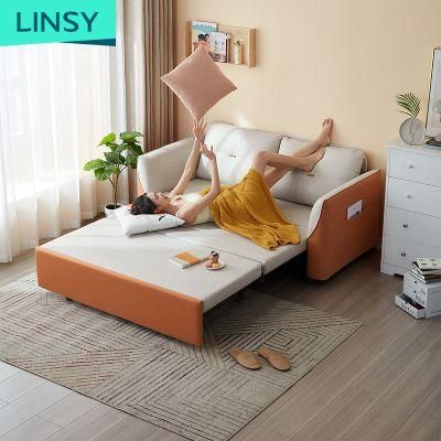 Linsy Living Room Furniture Orange White Folding Sleeping Sofa Cum Bed Set G021