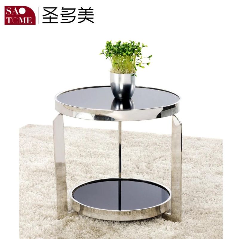 Modern Simple and Exquisite Living Room Furniture Metal Glass Round End Table