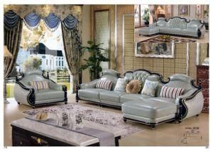 Genuine Leather Chaise Sofa Set for Home Furniture (651#)