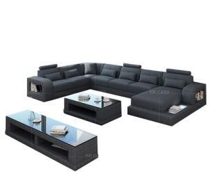 Grey Modern Contemporary Sectional Corner Leather Living Room Sofa