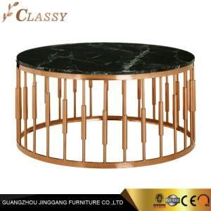 Stylish Round Marble Coffee Table with Rose Gold Frame