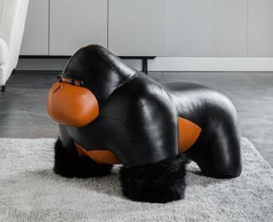 Li&Sung Animal Wooden Gorilla Leg Stool Ottoman