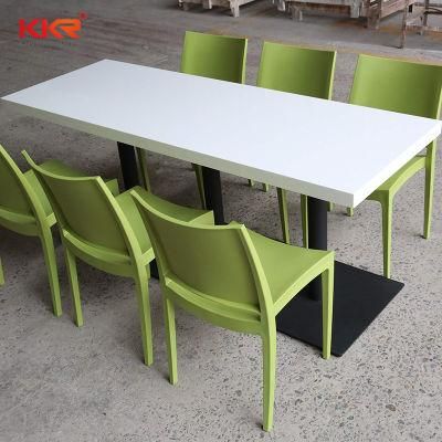 High End Restaurant Furniture Dining Tables Solid Surface Stone Glossy Tables