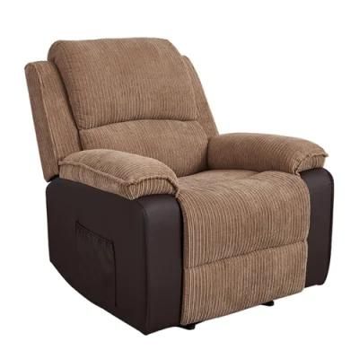 Living Room Furniture Velvert Fabric+PU Stitching Manual Recliner Sofa with Headrest