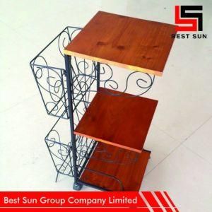Small Modern Wooden Tea Table with Iron Base