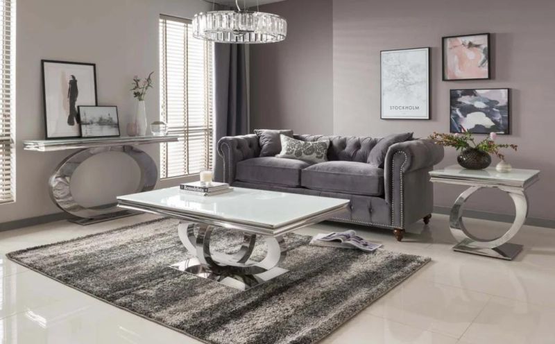 Medieval Luxury Living Room Coffee Table with White Glass Top