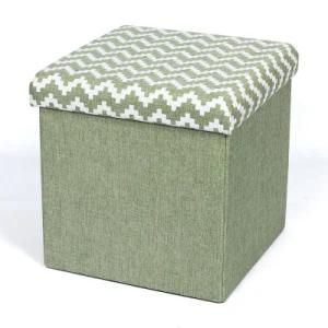 Knobby Linen Home Office Multifunctional Seat Strong Load Capacity Practical Foldable Storage Pouf