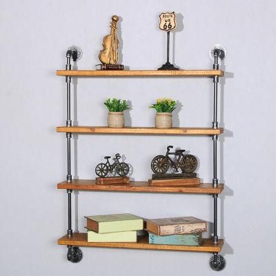 Industrial Rustic Decor Black Pipe Mounted Wall Shelf for Living Room Bedroom Bar