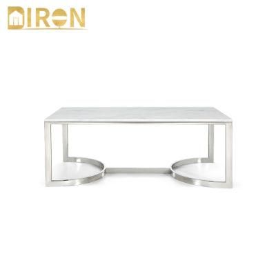 Modern Home Furniture TV Stand Coffee Table Home Living Room Furniture Modern Stainless Steel Legs Marble Top Coffee Table