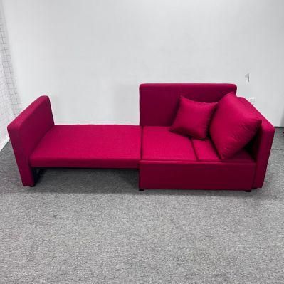 Creative Design Red Cotton and Linen Sofa Push-Pull Functional Sofabed