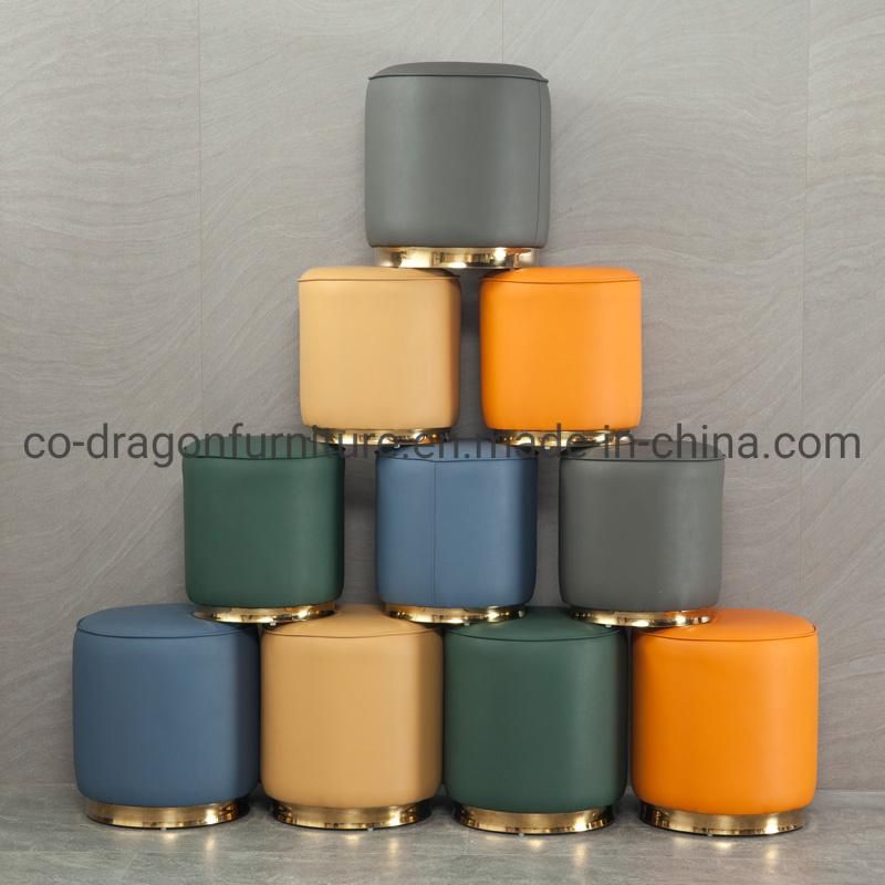 Modern Luxury Living Room Furniture Leather Round Stool Sets