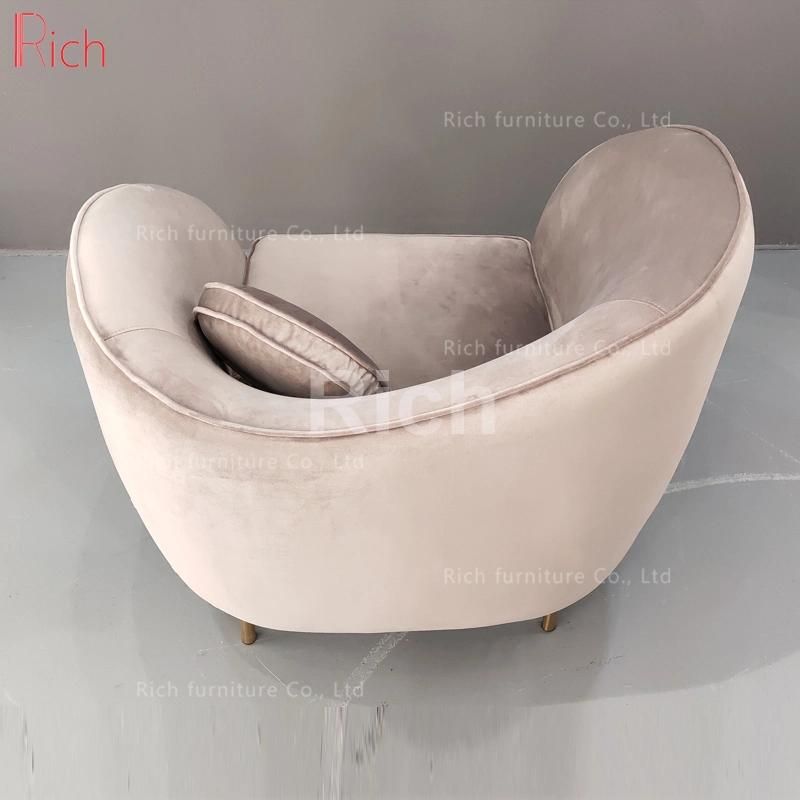 Gold Metal Legs Accent Sofa Chair Pink Velvet Fabric Living Room Furniture Leisure Armchair