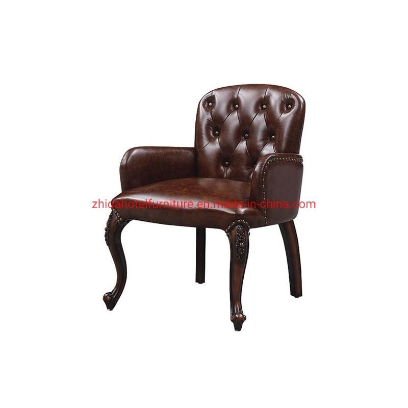 American Style Luxury Leather Living Room Home Hotel Lobby Chair