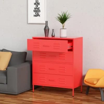 Pink 4 Drawer Living Room Furniture Steel Sideboard Metal Storage Cabinet Drawer with Foot